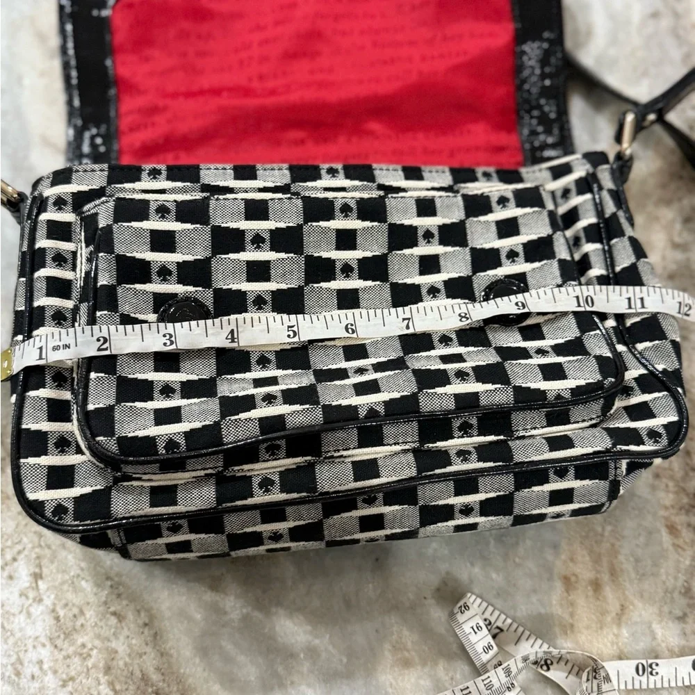Unique and lovely EUC patent and cloth Kate spade flap bag barely worn